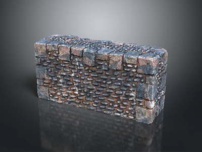 Rustic Stone Brick Box Structure With Handcrafted Textured Exterior Surface Design 3d model