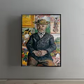 Oil Painting Of Man With POSTES Hat Dark Uniform And Beard For Interior Decor