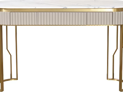 Modern Entryway Console Table With Marble Top Gold Frame Pleated Drawers 3d model