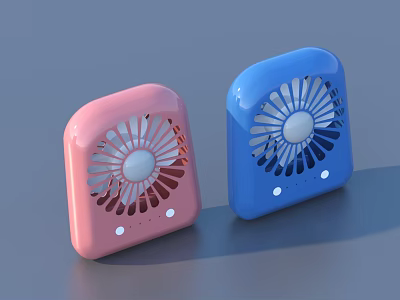 Portable Pink And Blue Small Fans With Cute Compact Design For Daily Use 3d model