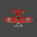 Red Biplane Model With White Clover Design And Lucky Text On Body