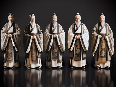 2D ancient costume character ancient costume man ancient old master ancient costume teacher literati ink guest 3d model