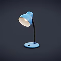 Blue Modern Desk Lamp With Flexible Black Arm And Round Base