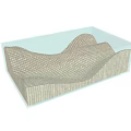 Elegant Modern Contemporary Coffee Table With Glass Top And Wooden Wave Slat Design