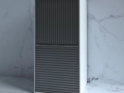 Sleek Modern Wardrobe Interior Design With Gray Vertical Panels And White Frame 3d model