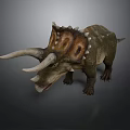 Realistic Triceratops Dinosaur Model With Large Horns Spiked Frill And Detailed Skin Texture