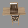 Simple Wooden Dressing Table With Rectangular Mirror Drawer Storage And Matching Chair 3d model