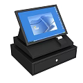 Modern Commercial Cash Register With Touch Screen Display And Secure Cash Drawer