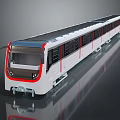 Modern Sleek Urban Train With White Body Red Accents And Reflective Exterior Design