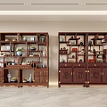 Traditional Chinese Wooden Display Cabinet With Multiple Shelves And Antique Ornaments