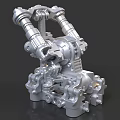 Detailed Silver Mechanical Structure With Multiple Joints Gears And Metal Components 3d model