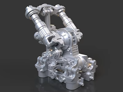 Detailed Silver Mechanical Structure With Multiple Joints Gears And Metal Components 3d model