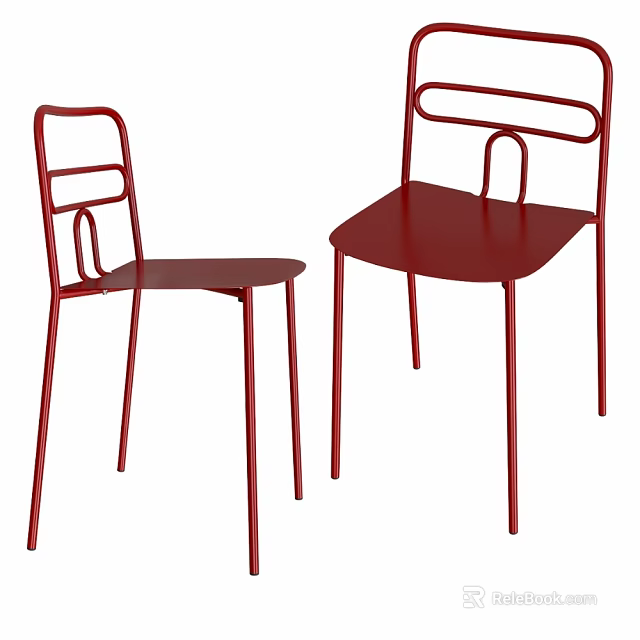 Red Modern Chairs With Metal Frame Simple Stylish Design For Home Use 3d model