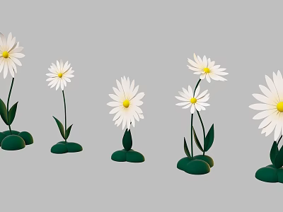 Modern spring flower daisy beauty Chen photo clock art device 3d model