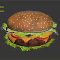 Delicious Juicy Hamburger With Sesame Bun Fresh Lettuce Tomato Slices Melted Cheese And Beef Patty