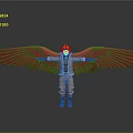 Anime Character Figure With Blonde Hair Red Wings And Outstretched Arms