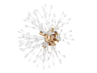 Elegant Modern Ceiling Light With Crystal Decorative Elements And Brass Base 3d model