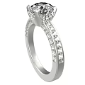 Sparkling Diamond Ring With Silver Band Large Central Stone And Small Side Diamonds 3d model
