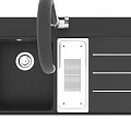 Modern Black Kitchen Sink With Faucet And Integrated Drainer For Contemporary Kitchen Countertops