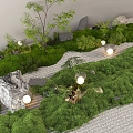 Modern green plant moss courtyard sketch landscape landscaping plant pile micro-terrain 3d model