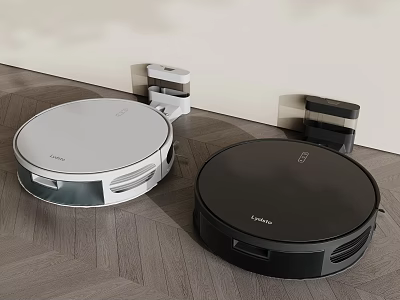 Efficient Household Robotic Vacuum Cleaners For Home Wooden Floor Cleaning White Black Designs 3d model