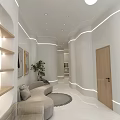 Modern Beauty Hair Salon Interior Design With White Reception Desk And Lighting