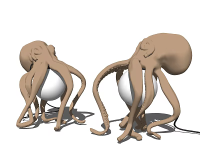 Octopus Shaped Floor Lamp with Long Tentacles and White Globe Base 3d model