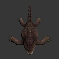 Detailed Aquatic Reptile Like Animal With Scales Pink Horns Open Mouth Sharp Teeth And Claws
