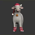 White Lamb Plush Toy With Pink Santa Hat Striped Socks And Bell Collar
