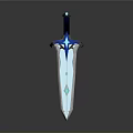 Blue Glowing Sword With Crystal Accents Shiny Blade And Modern Fantasy Design