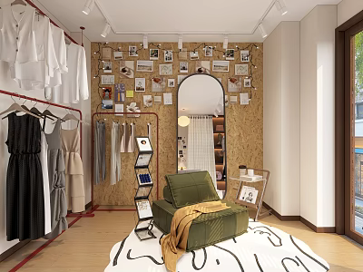 Cozy Modern Women Clothing Store Interior With Comfy Seating And Fashionable Garment 3d model