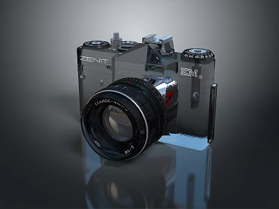 Vintage Zenit Electronic Camera With Classic Design Mechanical Body And Large Lens 3d model