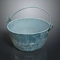 Vintage Metal Bucket With Curved Handle For Daily Household Use