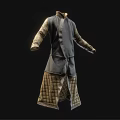 Traditional Layered Robe With Long Sleeves Dark Outer Fabric And Quilted Inner