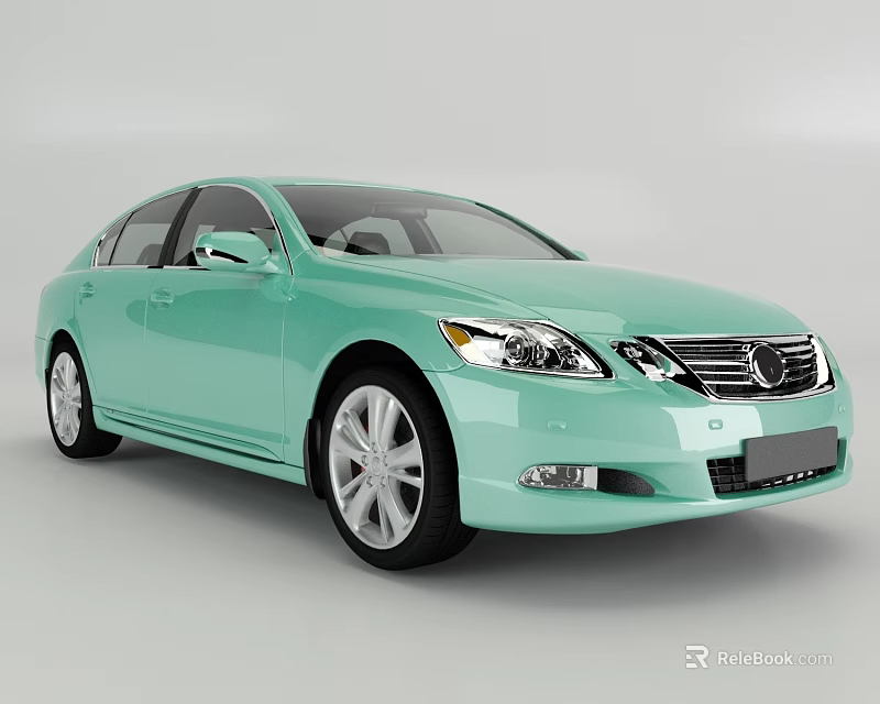 Mint Green Sedan Car With Modern Exterior Design And Alloy Wheels 3d model 