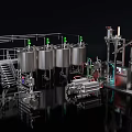 Industrial Manufacturing Equipment With Stainless Steel Tanks And Piping Systems