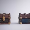 European-style Retro Treasure Box Medieval Treasure Chest Wooden Treasure Box Leather Box 3d model