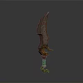 3D Rendered Decorative Weapon With Intricate Metal Blade And Wooden Handle Design