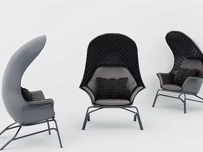 Stylish Modern Accent Chair Featuring Curved Backrest Mesh Structure And Metal Frame 3d model