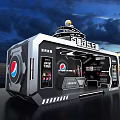 Futuristic Pepsi Booth With High Tech Design And Black White Red Accents