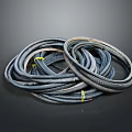 Durable Black Coiled Hoses with Yellow Ties for Hardware Tools Use 3d model