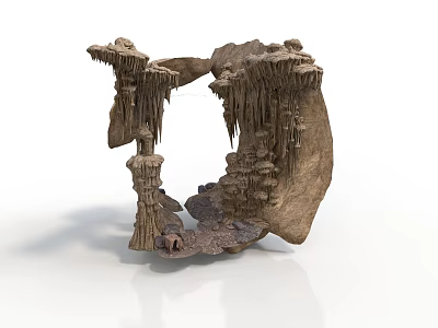 Natural Rocky Cave Interior With Hanging Stalactites And Rising Stalagmites 3d model