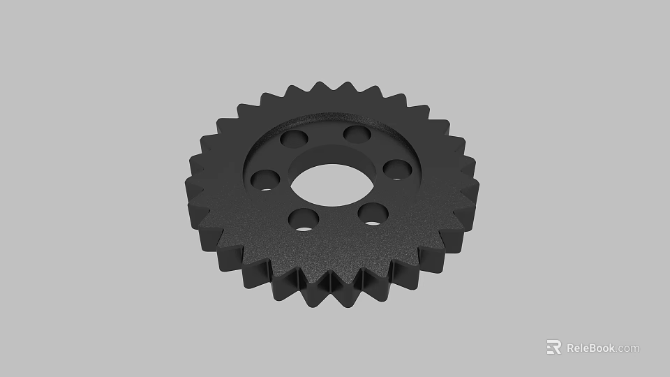 Black Metal Gear Hardware Tool With Precision Machined Teeth And Hole Design 3d model 