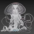 Luminous Purple Blue Jellyfish Game Character With Mechanical Inner Structure And Glowing Tentacles