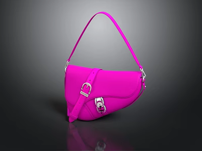 Stylish Pink Shoulder Handbag With Metallic Buckle Adjustable Strap And Sleek Design 3d model