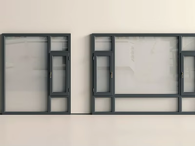 Modern Floor to Ceiling Windows With Black Frame And Clear Glass Design 3d model