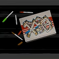 Modern Notebook Ballpoint Pen Writing Pen Structure 3d model