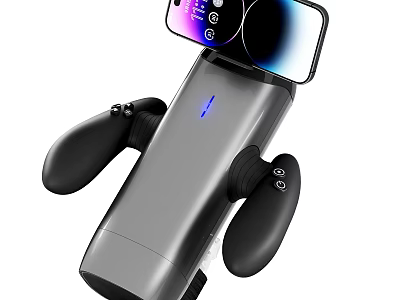 Ergonomic Mobile Game Controller Phone Holder With Grip Handles And Blue Light 3d model
