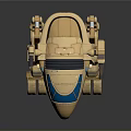 Game and Movie Robot Character With Mechanical Legs Blue Visor and Beige Exterior