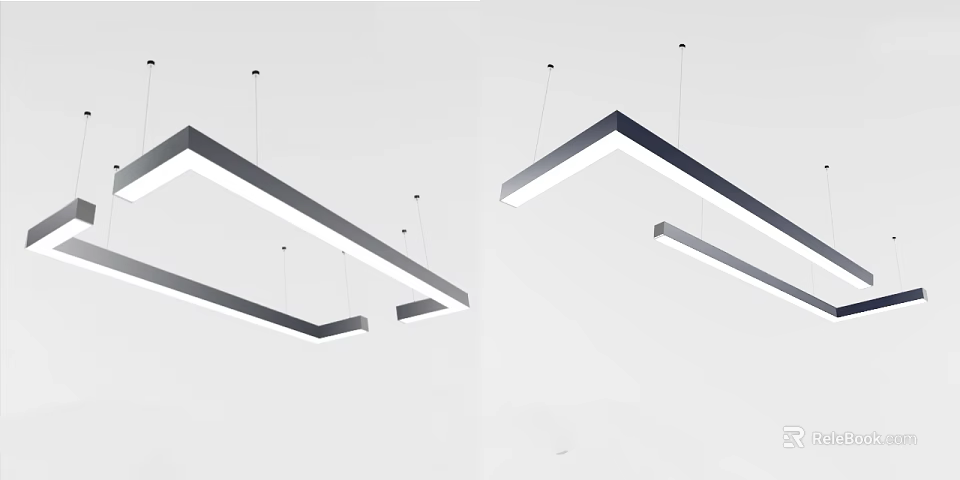 Modern Geometric Pendant Lights With Sleek Linear Design For Interior Ceiling 3d model 